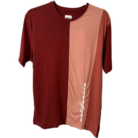 Max Men's Retro "California" Slim Fit T Shirt, Burgundy Pink White Colorblock, M - Picture 1 of 8